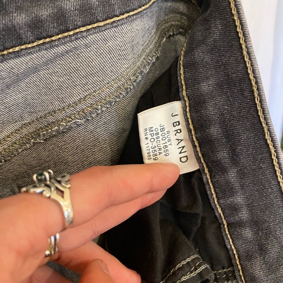J Brand Ruby high rise crop cigarette jeans assymetrical raw hem grey denim 27 - Picture 10 of 10